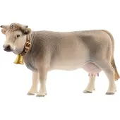 Schleich Farm World, realistisch boerderijdierenspeelgoed voor kinderen en peuters, Branuvieh koe speelgoedfiguur, leeftijd 3+