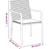 vidaXL 3-delige Tuinset met kussens poly rattan en staal