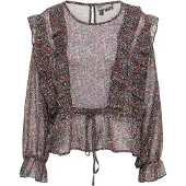 Dreimaster Blouse beige / kobaltblauw / roestbruin