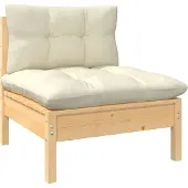 vidaXL 7-delige Loungeset met crèmekleurige kussens grenenhout