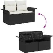 vidaXL Tuinbank Set 8 st 7-Aantal zitplaatsen Zwart en Crème
