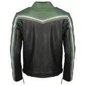 TOP GUN Racing, leren jas ,zwart/groen/beige ,S