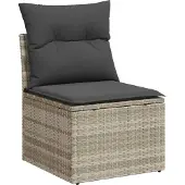 vidaXL Tuinbank Set 4 st Lichtgrijs poly rattan