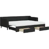 vidaXL Slaapbank met onderschuifbed en lades 80x200 cm stof zwart