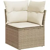 vidaXL 5-delige Loungeset met kussens poly rattan beige
