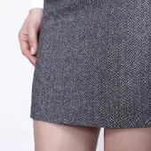 Smart & Joy Korte wollen rok en lederen vooringenomenheid