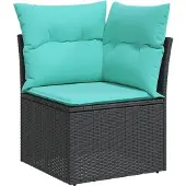 vidaXL 7-delige Loungeset met kussens poly rattan zwart