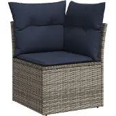 vidaXL 10-delige loungeset voor buiten, met kussens, grijs, kunststof vlechtwerk