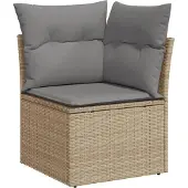 vidaXL 12-delige Loungeset met kussens poly rattan beige