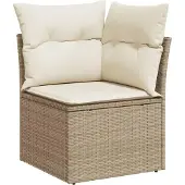 vidaXL 6-delige Loungeset met kussens poly rattan beige