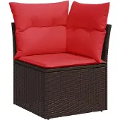 vidaXL 11-delige tuinbankset met kussens, bruin polyrotan