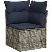 vidaXL 8-delige loungeset voor de tuin met kussens, grijs, kunststof vlechtwerk