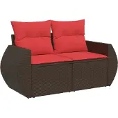 vidaXL 10-delige tuinbankset met kussens, bruin polyrotan