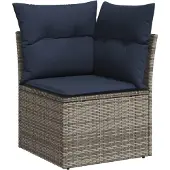vidaXL 9-delige loungeset voor de tuin met kussens, grijs, kunststof vlechtwerk