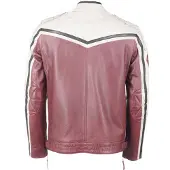 TOP GUN Racing, leren jas ,Donkerrood/Beige/Zwart ,L