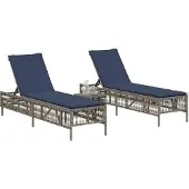 vidaXL Ligstoelen 2 stuks met tafel Grijs Poly Rotan