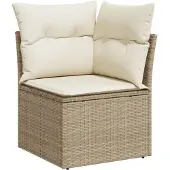 vidaXL 5-delige Loungeset met kussens poly rattan beige