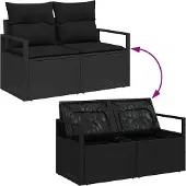 vidaXL Tuinbank Set 5 st Zwart poly rattan