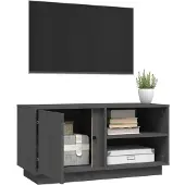 vidaXL Tv-meubel 80x35x40,5 cm massief grenenhout grijs