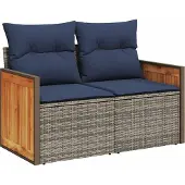 vidaXL 6-delige loungeset voor de tuin met kussens, grijs, kunststof vlechtwerk