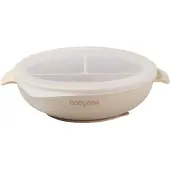 Babyono Baby Ono Beige Siliconen Bord met Zuignap & Deksel