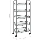 vidaXL Keukentrolley 5-laags 46x26x105 cm ijzer grijs