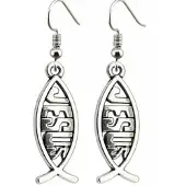Charme Bijoux zilver Jesus oorbellen- Lang- Metaal -