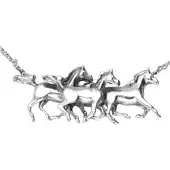 MOOYE ® - Collectie Zilveren Paarden in galop hanger + ketting 45 cm