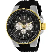 Invicta Aviator 33029 Heren Horloge - Quartz Uurwerk - Roestvrij Staal met zwarte Wijzerplaat - 50mm