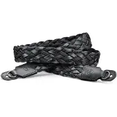 Leica 14696 Carrying Strap, flat braided rayon & leather cord, black