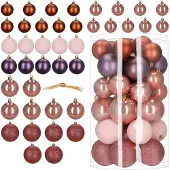 Springos Kerstballen | 40 Stuks | 7/8/9 cm | Paars | Bruin | Parelmoer | Roségoud