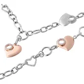 Orphelia Dames 925 Zilver Set: Ketting + Armband - Zilver/Roze SET-049
