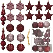 Springos Kerstballen - - Set van 18 - Bordeaux - Glanzend - Mat en Glitterend