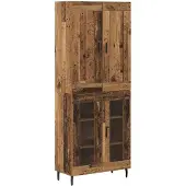 vidaXL - Highboard - 2 - pcs - Oudhout - Bewerkt - hout