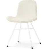 Nolon Noa-Fé Eetkamerstoel Rib Beige - Stof - Witte Poten - Industrieel