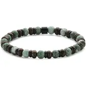 Frank 1967 7FB-0833 – – Heren Armband – Kralenarmband 6 mm – Afrikaanse Steen – Zwartkleurig