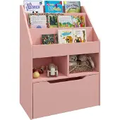 HOMCOM Kinderboekenkast MDF, Nylon 60L x 29,9B x 90H cm Roze