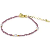 CO88 Collection 8CB-91392 – Armband Dames – Toermalijn & Shellparels – Goudkleurig – RVS – Cadeau voor Vrouwen