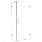 Maxaro Diamond Douchecabine | 90x50 cm Lichtgoud Helder glas Draaideur Rechthoek
