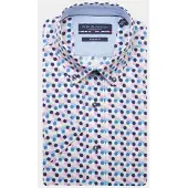 Bos Bright Blue R.b. boston casual hemd korte mouw regular fit 416670/401
