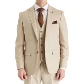 Paul Andrew Beige lichtgewicht zomerblazer met één rij knopen voor heren