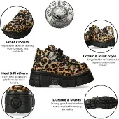 New rock M-106-C192 Leopard Bruine Leren Gothic Enkellaarsjes