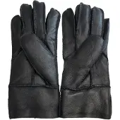 Infinity Leather Unisex zwarte schapenvacht leren handschoenen met oprolbare/neerwaartse manchetten