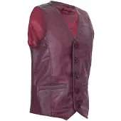 Infinity Leather Bruinen lederen vest formeel traditioneel giletvest