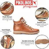 Pikolinos Dames Brandy Bruine Leren Enkellaarsjes - Vigo