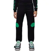OFF-WHITE Gebroken witte groene Diag Outline Design zwarte joggingbroek met manchetten