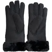 Infinity Leather Dameshandschoenen van echt zwart schapenvachtsuède met oprolbare/neerwaartse manchet