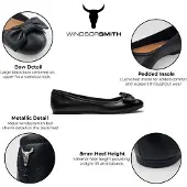 Windsor Smith Zwarte Leren Platte Schoenen Met Strik - Bunny