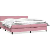 vidaXL Boxspring met matras fluweel roze 180x210 cm