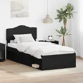 vidaXL Bedframe met hoofdeinde Zwart 75 x 190 cm Massief grenenhout